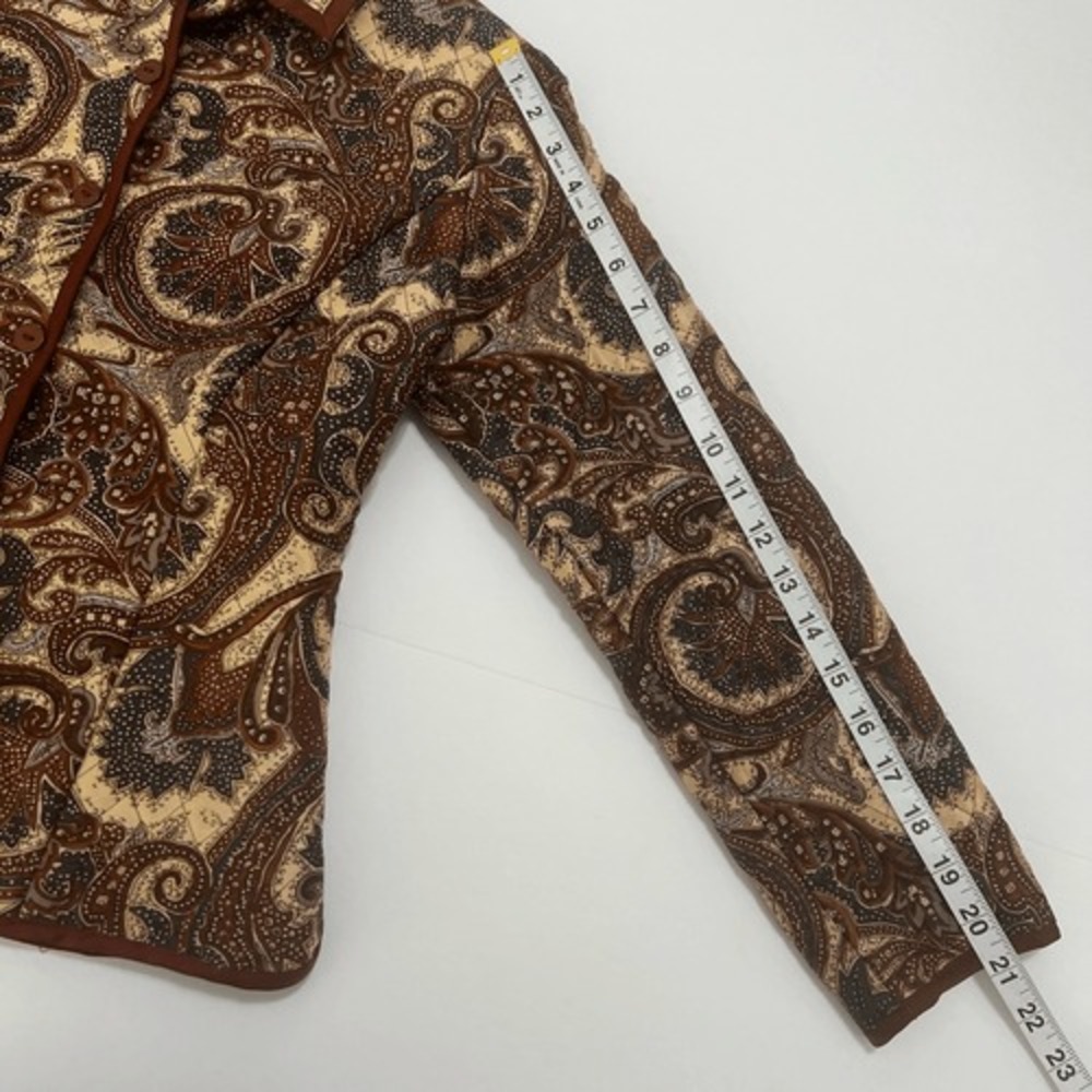 Silkland PP Petite Brown Quilted Lightweight 100% Silk Jacket Grandmacore Chic - Picture 10 of 11